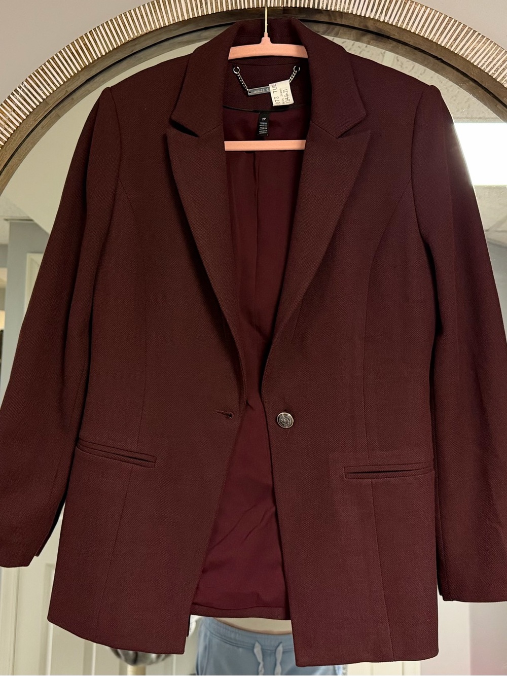 White House Black Market Burgundy Single-Button Blazer